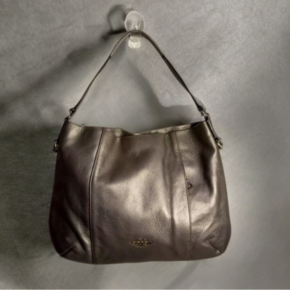 Coach Pewter Leather Scout Hobo Handbag Tote - Picture 1 of 12